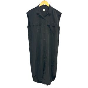 Gap Cap Sleeve Midi Shirt Dress in Black Size Small